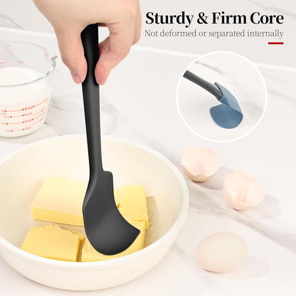 600ºF Heat Resistant Spatulas, High Heat Food Safe Semless Kitchen Silicone Scraper Set for Cooking Baking Mixing Scraping Stirring Nonstick Cookware Pan Bowl (4Pcs,Aqua Sky)