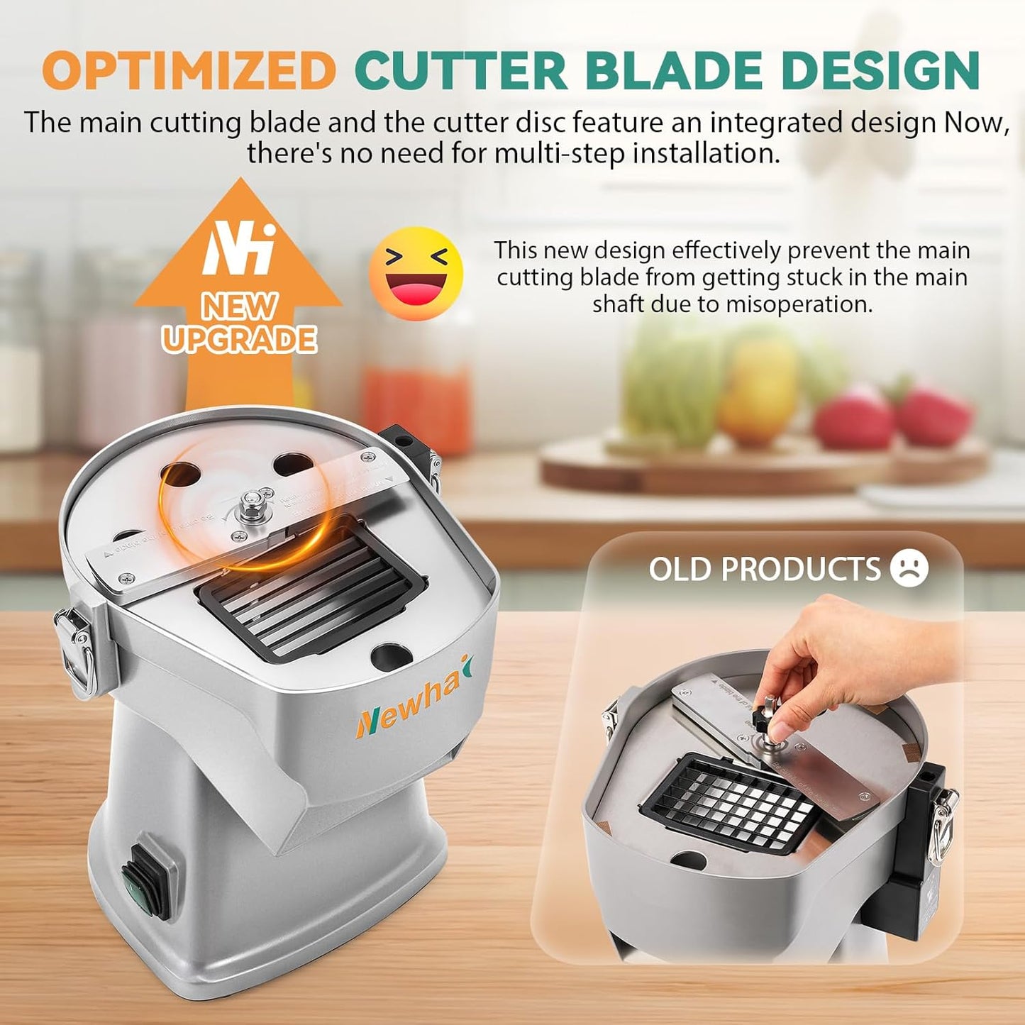 Newhai Upgraded 4 In 1 Electric Vegetable Dicer Slicer Shredder Strip Cutter Commercial Vegetable & Fruit Chopper Multifunctional Automatic Veggie Cutter for Onion Potato Cabbage Lemon, 200W, 110V