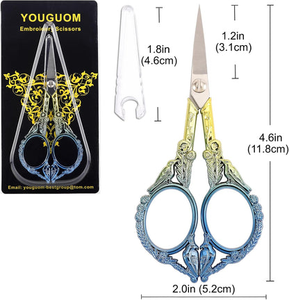 YOUGUOM Sewing Embroidery Scissors, Small Thread Scissor for Craft Artwork Needlework Yarn Knitting Detail Snips, Black Cute Bird Shears