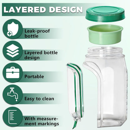 Salad Jar with Side Opening,Portable Salad Container,Leak-Proof Reusable Meal Prep Container with Dressing Cup, for Office, Gym, Picnic & Travel with A Cup Brush and 5 Forks