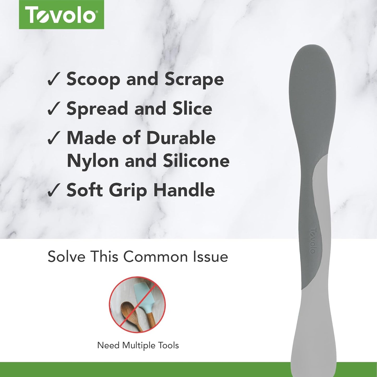 Tovolo Tool for Kitchen Meal Prep to Scoop Spread Slice and Scrape,White/Gray