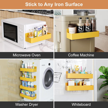 Mystozer Magnetic Spice Rack for Refrigerator, Kitchen Organizer and Storage Shelf, Black (4 Pack)…