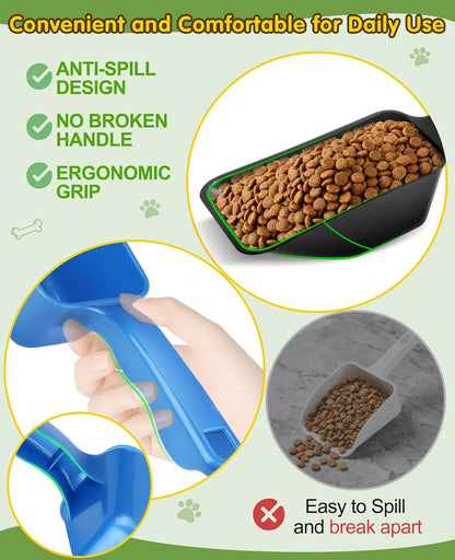 2 Pack Dog Food Scoop with 1 Cup and 2 Cup Capacity, Plastic Pet Food Measuring Scoops with Clear Measurement Lines for Dogs, Cats & More,Dishwasher safe (Green and Black)