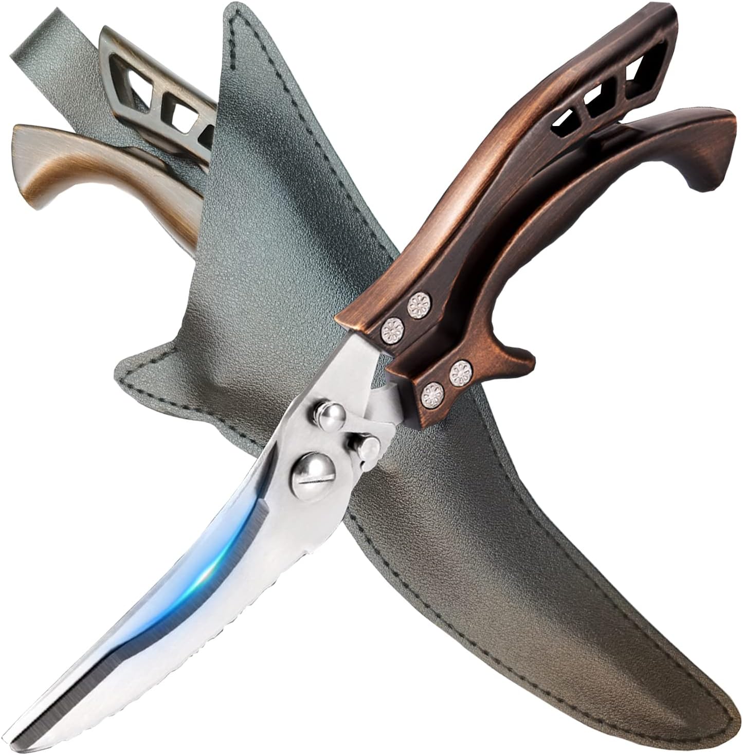 ANDONG Upgrade Heavy Duty Stainless Steel Kitchen Scissors - Professional Poultry Shears for Bone, Meat, Chicken, Fish, Turkey, Vegetables,Spring Loaded Multipurpose Ultra Sharp Utility Scissors