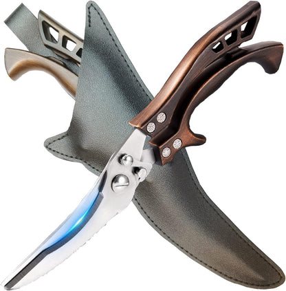 ANDONG Upgrade Heavy Duty Stainless Steel Kitchen Scissors - Professional Poultry Shears for Bone, Meat, Chicken, Fish, Turkey, Vegetables,Spring Loaded Multipurpose Ultra Sharp Utility Scissors