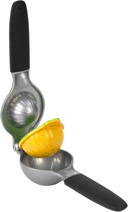 Lemon and lime hand juicer with perfect fit inserts