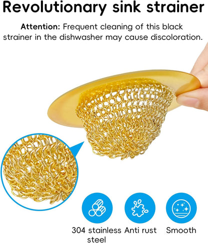 Revolutionary Kitchen Sink Drain Strainer/Patented Reversible Chain Mesh, Effortless Cleaning & Debris Catcher, Large Capacity, Anti-Clog, 304 Stainless Steel & Rust-Proof/Handmade