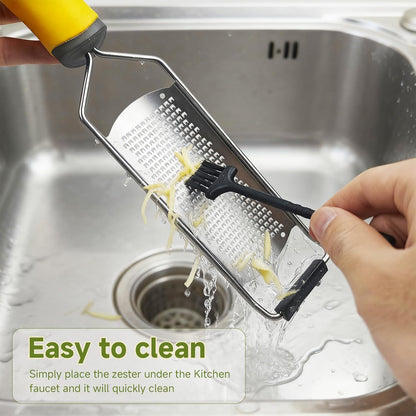 Cheese Grater Handheld & Lemon Zester with Handle, Stainless Steel Citrus Zester for Parmesan Garlic Ginger (Red)