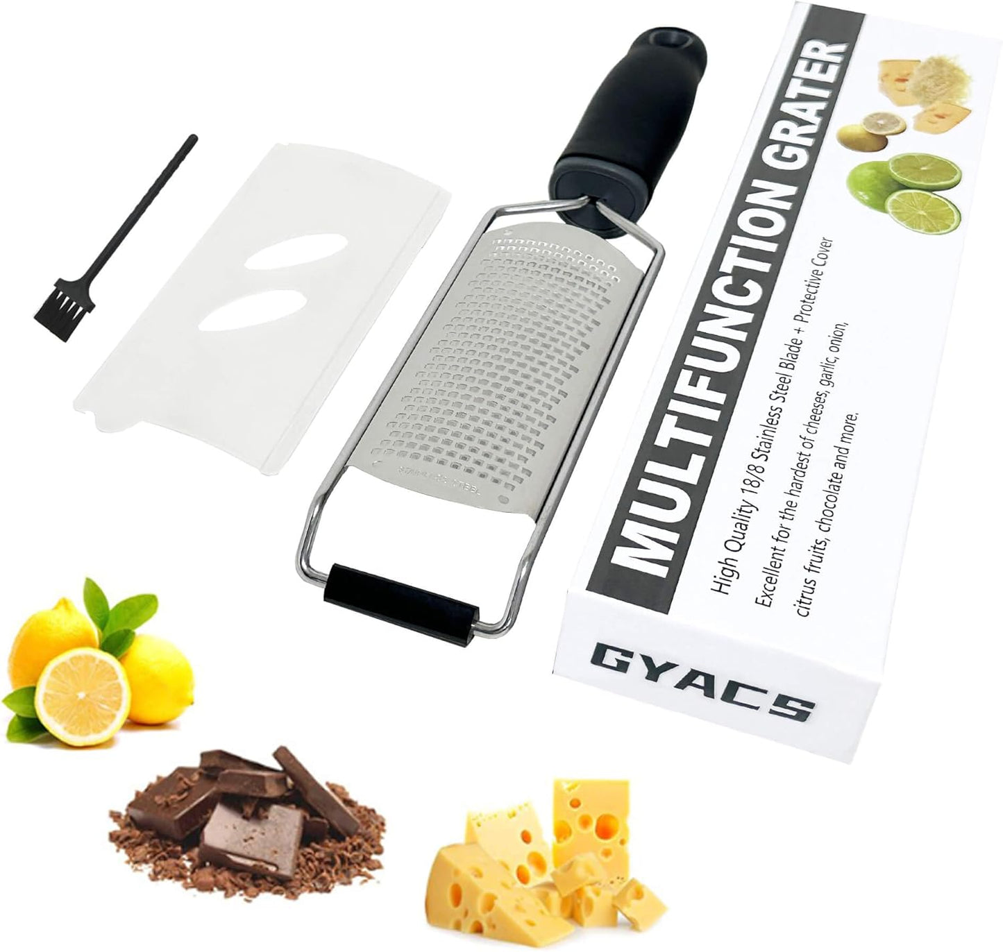 Stainless Steel Handheld Cheese Grater，Heavy Duty Zester for Chocolate，Ginger，Vegetables，Citrus，Garlic & More ，Ergonomic Handle，Easy to Clean Kitchen Tool