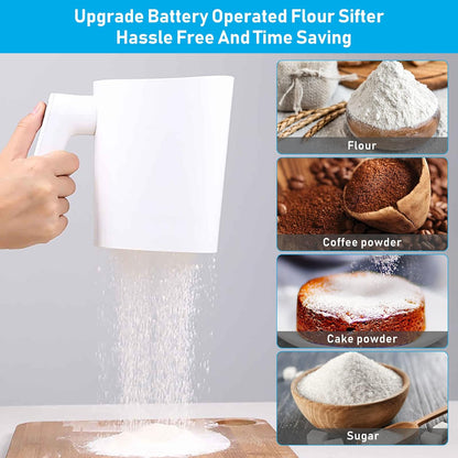 Flour Sifter for Baking, 304 Stainless Steel 5 Cup Flour Sieve Fine Mesh Screen Powder Sifters with Loop Agitator for Quick Sifting, Hand Crank Sifter for Cooking Baking Kitchen Sugar Utensil DIY