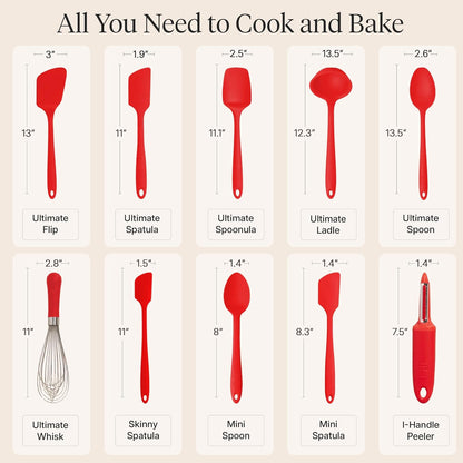 GIR: Get It Right 5-Piece Silicone Ultimate Kitchen Utensils Set - Ladle, Spatula, Flip, Spoon & Spoonula - Non-Toxic Cooking Utensils for Nonstick Cookware, Cooking and Baking - Black