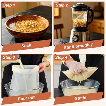 6 Pcs Nut Milk Bag 12 x 8 Inch Nut Bag Strainer Reusable Fine Juice Strainer Bag 200 Mesh Fine Mesh Bag Nylon Cheese Cloth Bags for Straining Yogurt Juice Coffee Beer Jelly Cheese