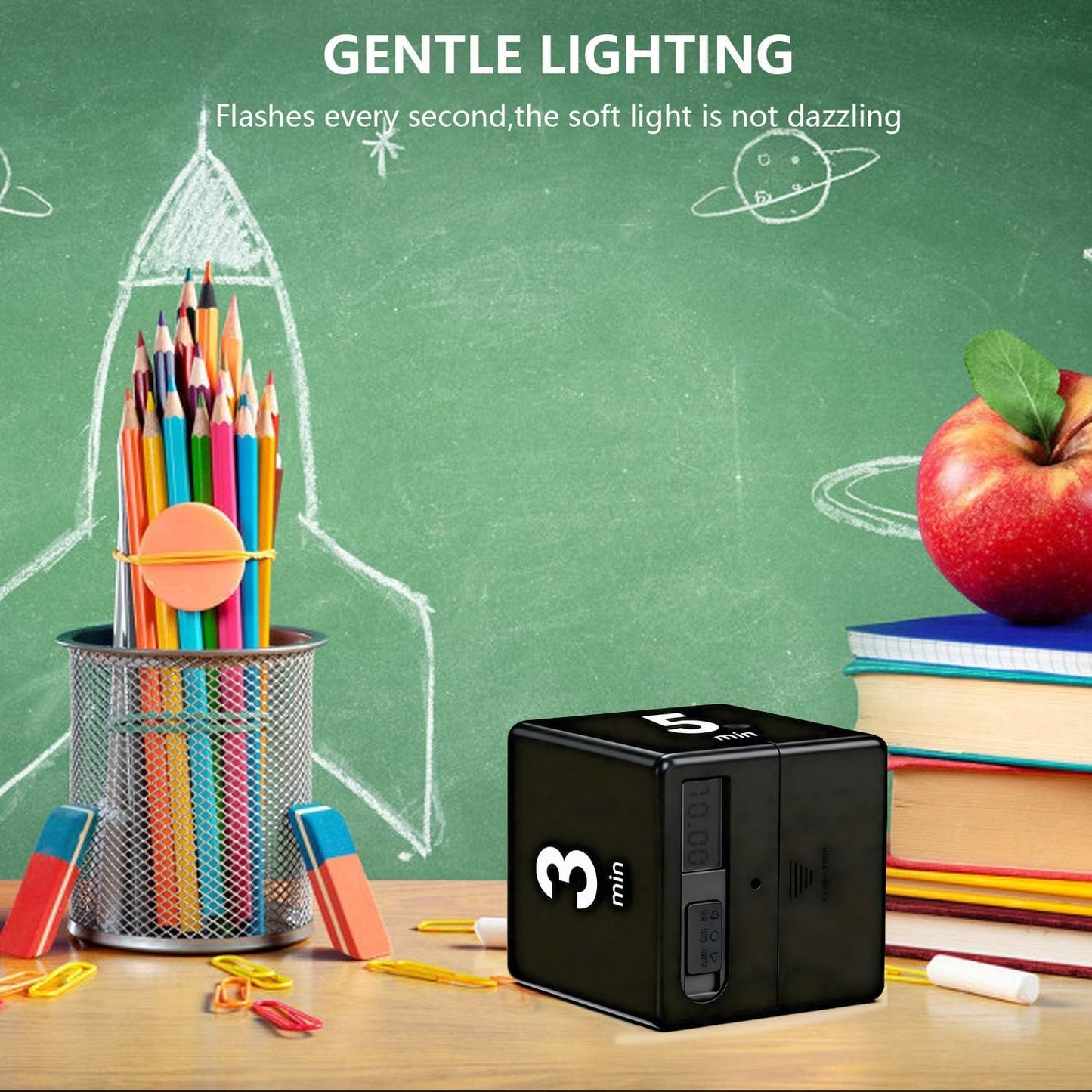 Cube Timer Black,Pretmess Gravity Flip Kitchen Timer for Time Management and Countdown Settings 1-3-5-10 Minutes