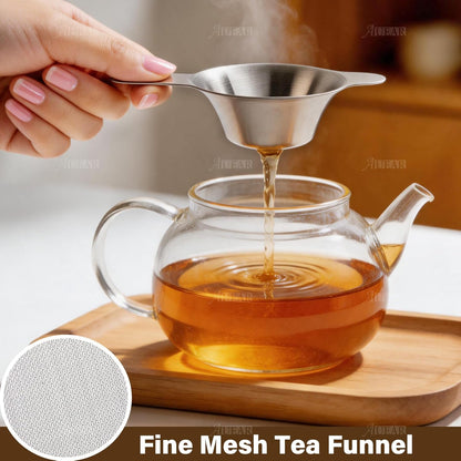 AUEAR, 2 Pack Different Size Stainless Steel Mini Strainer Fine Mesh Tea Funnel Coffee Filter with Double Handles