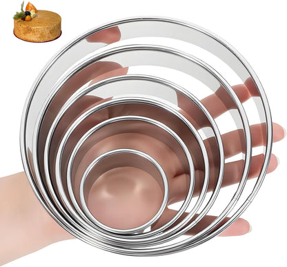 6 Pcs Round Cookie Cutter Set (2, 3, 3.5, 4, 5, 6 Inch) Stainless Steel Round Biscuit Cutters Circle Biscuit Cookie Cutters Large Circle Cutter for Food Baking Biscuits,Pastry,Donuts