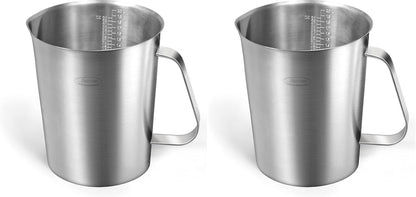 Newness Stainless Steel Measuring Cup, Metal Measuring Cup with Handle (Upgraded, 3 Marking Including Cup/ML/Ounce Scale), 16 Ounces (0.5 Liter, 2 Cup)