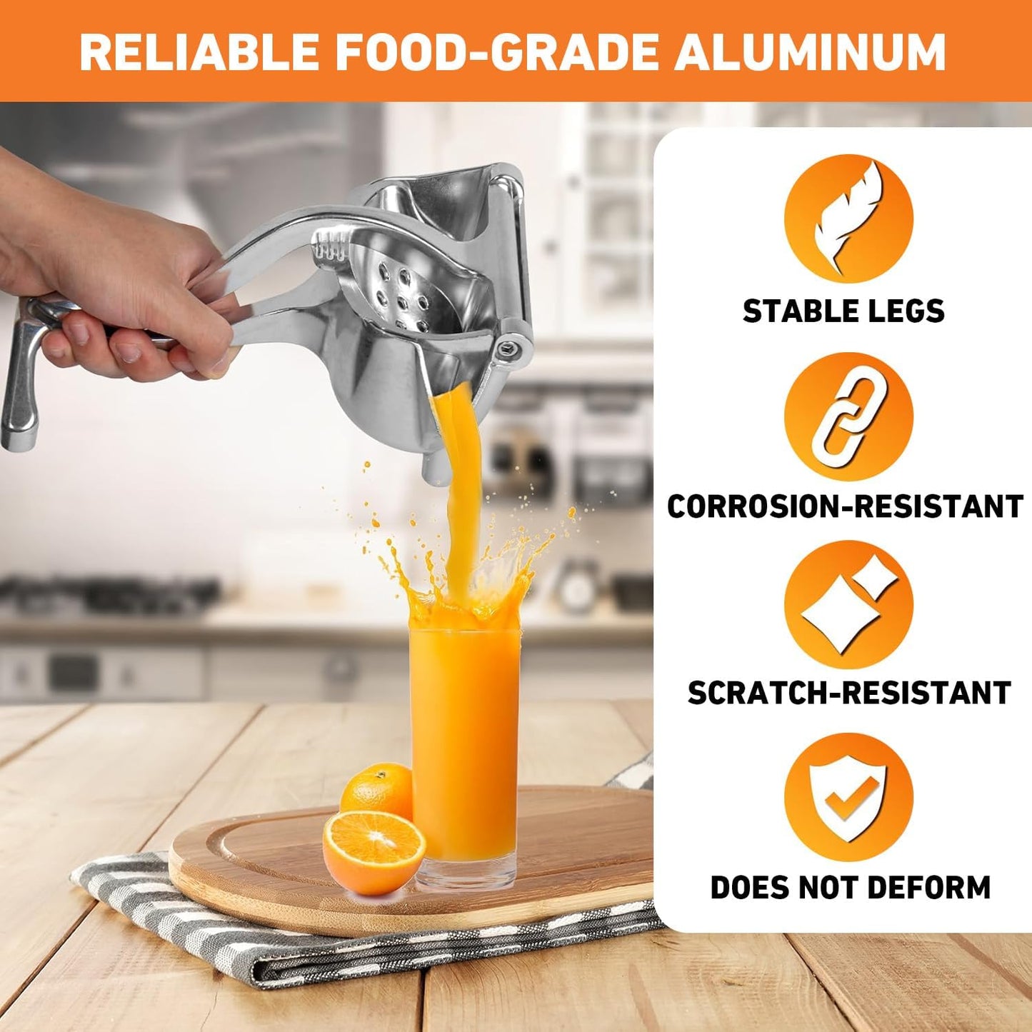 Hand Juicer Squeezer, Heavy Duty Fruit Juice Squeezer Handheld, Manual Juicer Hand Press with Ergonomic Grip, Cast Iron Juice Extractor for Lemon, Citrus, Orange, Lime, Grapefruit, Pomegranate (2PCS)