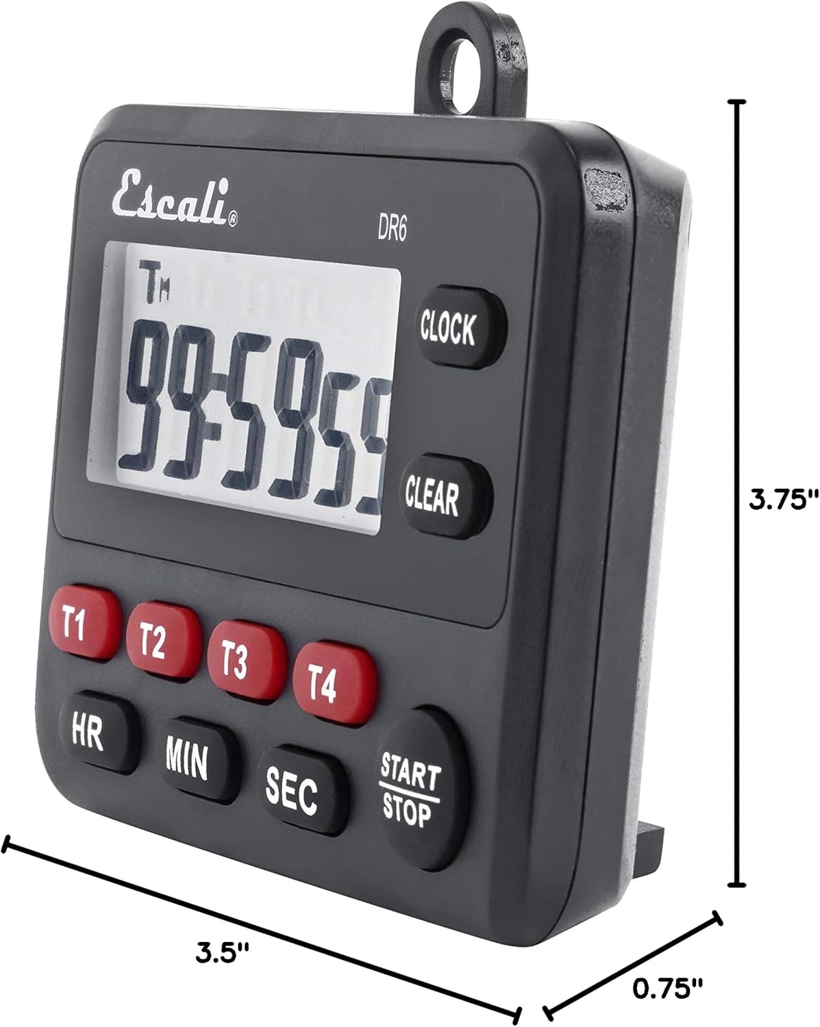 Escali Extra Loud Display Digital Kitchen Timer with Clock Mode, Recall Timer Magnetic Back