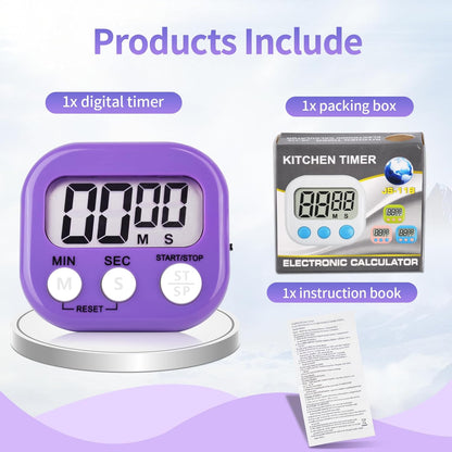 4 Pack Digital Kitchen Timer Magnetic Digital Timer with Big Display Loud Ring Cooking Timers for Cooking, Game, Gym, Break Time, Classroom(4, Pink, Green, Orange, White)