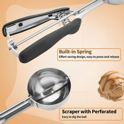 Small Cookie Scoop 1 Tablespoon, Size #60 Cookie Dough Scoop, Stainless Steel Ice Cream Scooper with Trigger Release, for Baking Small Cookies, Meatballs, Melon Balls