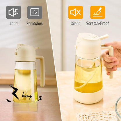 PARACITY 2 in 1 Oil Dipenser Bottle with Silicone Bottom (Black-2PCS)