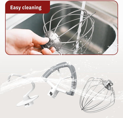 Flex Edge Beater 3Pcs for KitchenAid Mixer Attachments and Accessories Compatible with 4.5-5 Quart Tilt-Head Stand Mixers (K45WW 6-Wire Whip, 4.5-5QT Flat Beater Paddle, 4.5-5QT Dough Hook Attachment)