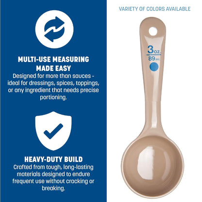 Carlisle FoodService Products Measure Miser Plastic Measuring Spoon with Short Handle, 3 Ounces, Beige