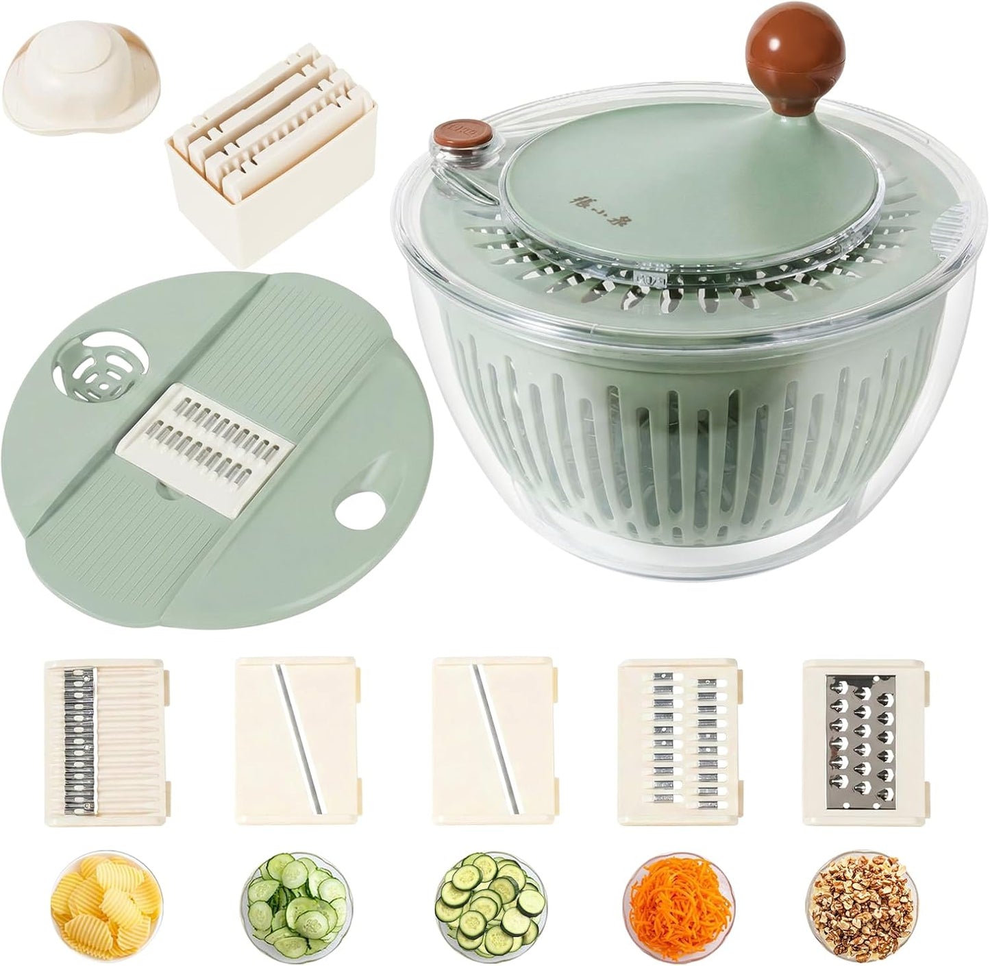 Salad Spinner Large Lettuce Spinner 4.3 Qt with Non-Slip Base & Stop Button Vegetable Dryer & Fruit Washing Bowl for Efficient Salad Prep