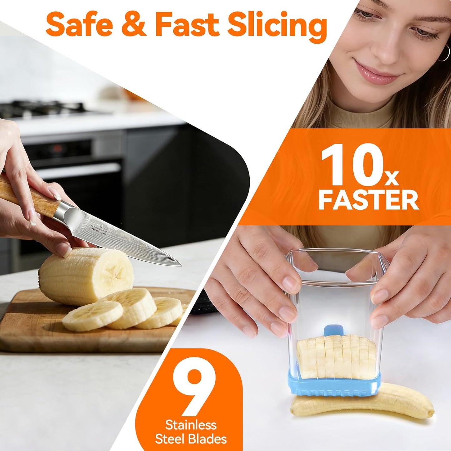 Fruit Slicer Cup for Strawberry, Banana, Hard-Boiled Egg - Detachable Cutter with Push Plate - 304 Stainless Steel Blade - Rapid & Safe Slicing Kitchen Gadget for Quick Meal Prep (Black)