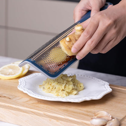 Cohesion Zester Grater Double-sided Graters for Kitchen - Kitchen Lemon Zester Tool for Cheese, Citrus, Garlic, Ginger, Nutmeg, Chocolate, Fruits, Vegetables with Sharp Premium Stainless Steel - Blue
