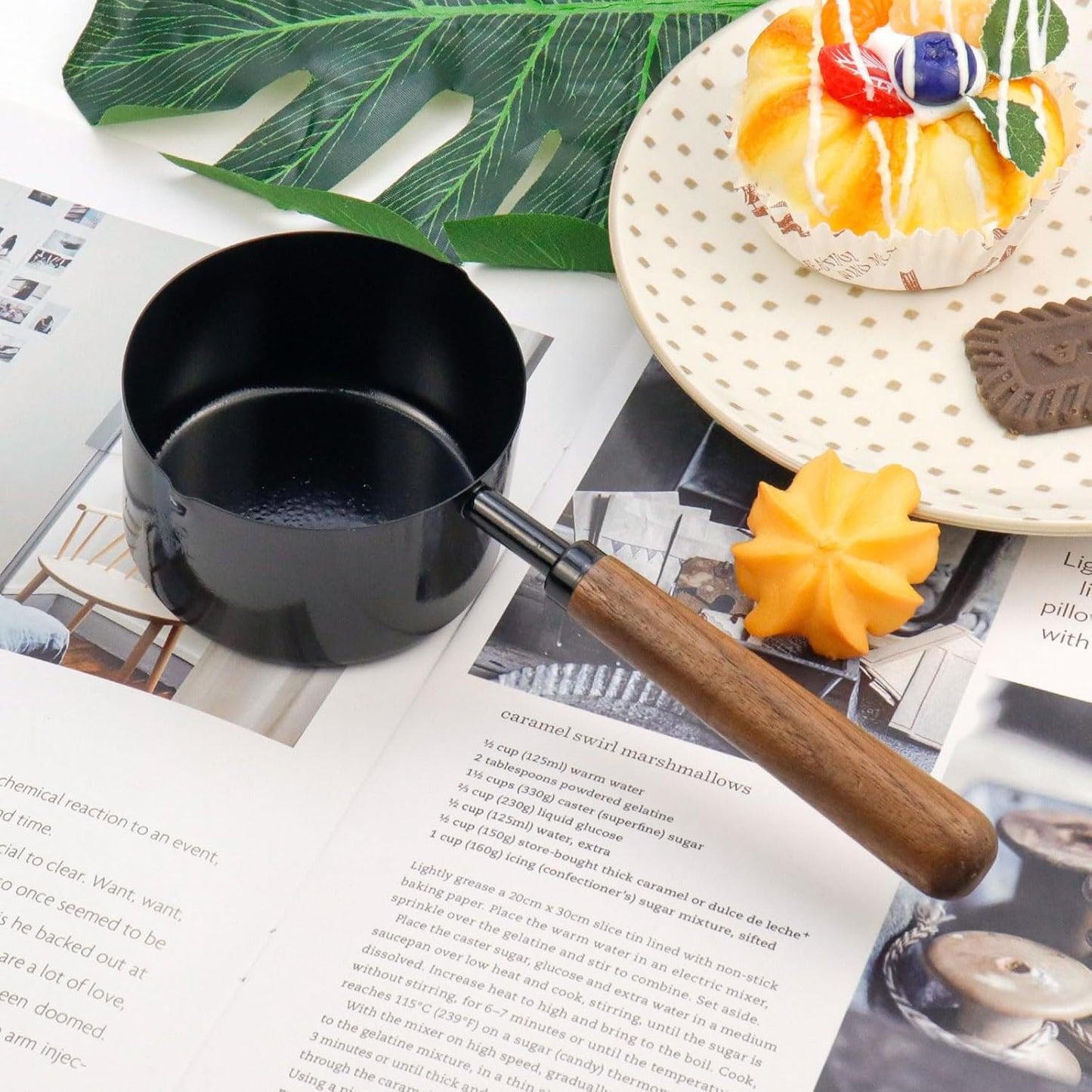1pcs 1/3 Cup Measuring Cup with Wooden Handle Stainless Steel Measuring Scoop 80ml Measuring Spoon Black 1/3 Measuring Cups for Baking Cooking Wet and Dry Ingredients (80ml)