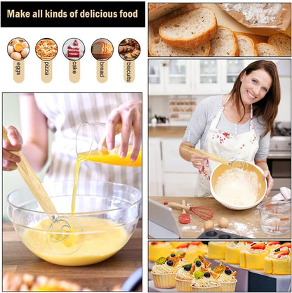 2 Pcs Rustproof Stainless Steel Ring Danish Dough Whisk, Wooden Bread Whisk, 13 inches Dutch Whisk for Cooking, Blending Whisking Stirring Sourdough Cake Pizza Pastry Biscuits Bread