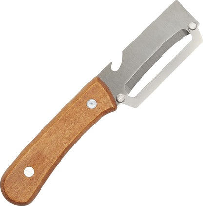 Upgrade Pro Multifunctional Vegetable Peeler - Premium Kitchen Peeler with Wooden Handle and Bottle Opener - Heavy Duty Stainless Steel Peeler Knife for Fruit Apple Potato Pumpkin Papaya Zucchini