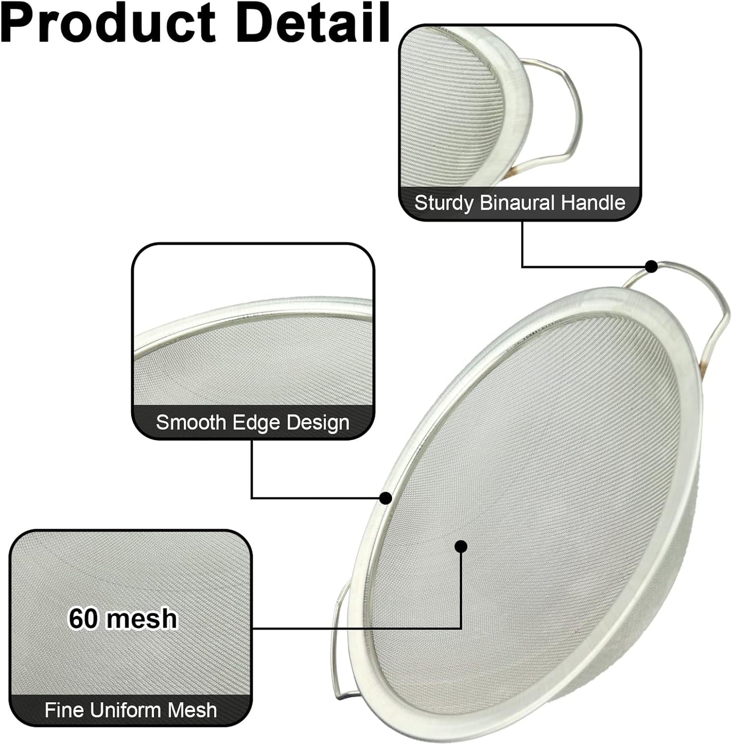 3 Pack Fine Mesh Paint Strainer 60 Mesh Stainless Steel Paint Filter Emulsion Honey Funnel Filter Cover Fits 5 Gallon Paint Bucket Filter Tool Insert Strains