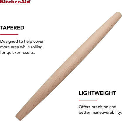 KitchenAid Maplewood French Rolling Pin, 22-Inch, Brown