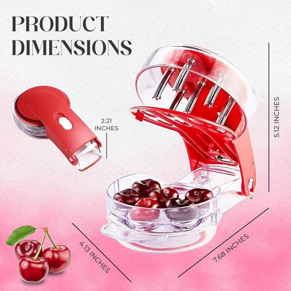 Cherry Pitter Tool - 6 Cherry Multi Pitter, Cherry Seed Remover & Cherry Pit Remover Tool, Stainless Steel Cherry Corer for Large Batch Prep, Baking, Canning & Olives