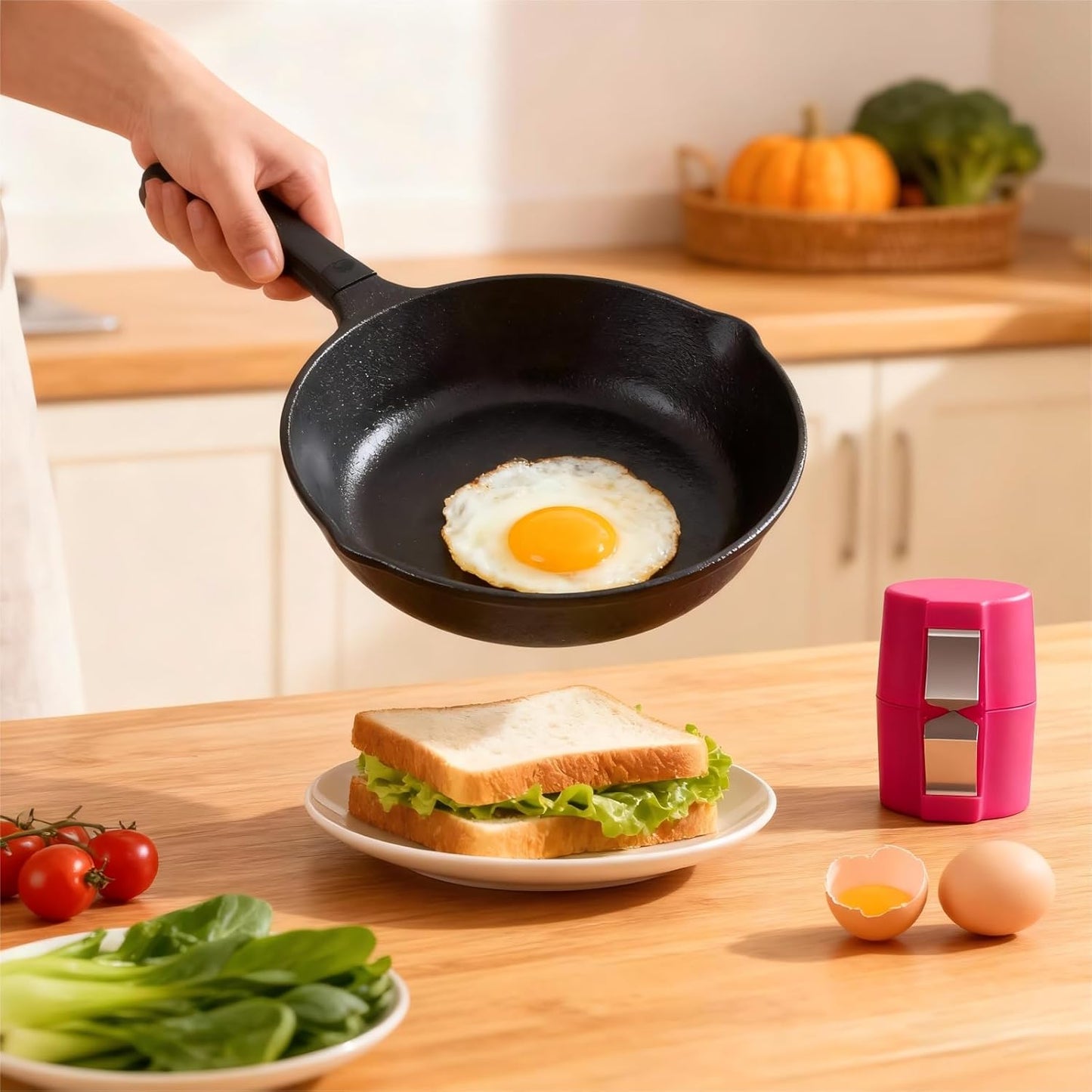 Premium PP Egg Shell Opener & Egg Cracker, Multifunctional Egg Peeler & Egg Opener Tool for Raw Eggs, Quick Clean Crack for Home Kitchen Gadgets, Stainless Steel Blade,Yellow Bright