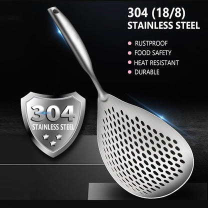 KAYCROWN Skimmer Slotted Spoon, 2 Pack Stainless Steel Pasta Spider Strainer Ladle for Frying and Cooking, Frying Strainer Spoon, Kitchen Cooking Skimmer Colander