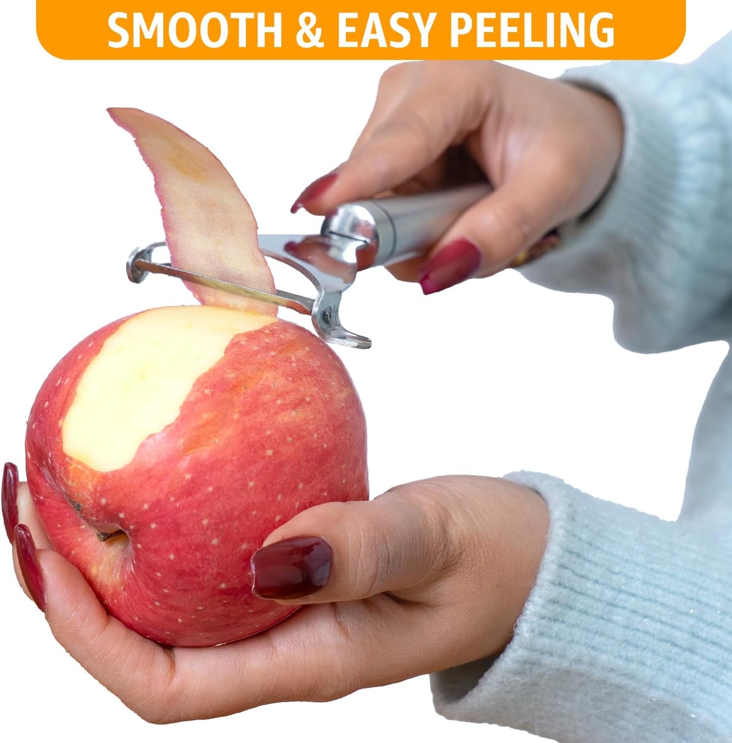 Stainless Steel Vegetable Peeler, Curved Ultra Sharp Blade with Rosewood Handle, Potato & Fruit Peeler with Eye Remover