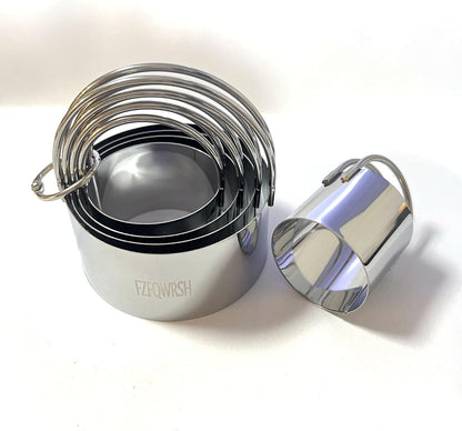 5-Piece Round Cookie Cutters Set with Handles, Stainless Steel Baking Tools for Biscuit/Sandwich/Cake/Bow Shapes - Precise Cutters for Cookies, Dumplings, Scones & Donut Decorations