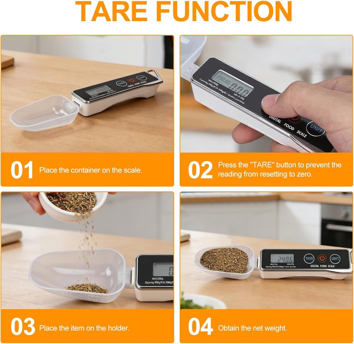 Dioche Digital Measuring Spoon Scale, High Precision 0.05g to 500g Capacity, with 30ml & 80ml Detachable Spoons, Tare Function & Unit Conversion for Baking, Cooking, Pet Food, Kitchen - Black