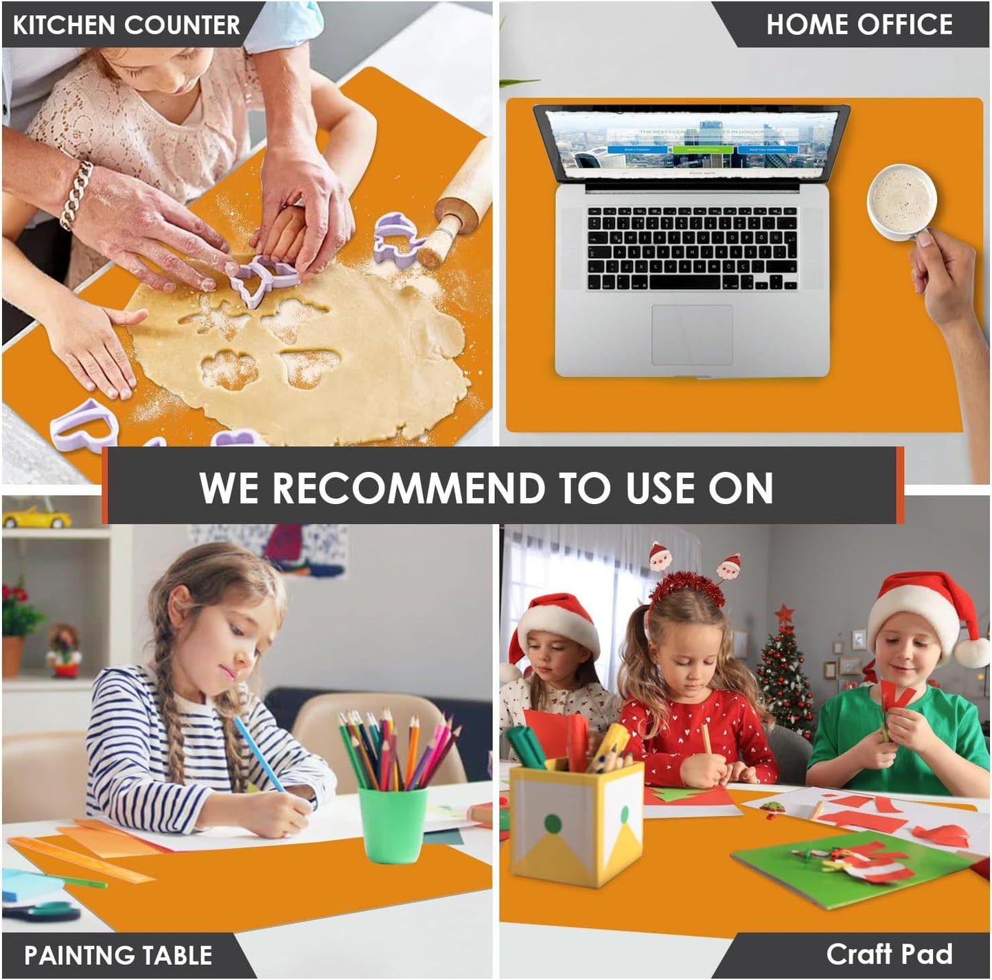 Standard Silicone Mat,Black Baking Mat-Food Grade Kids Dinner Table Placemat Non Slip Counter Mat with Raised Edges Heat Resistant Mat for Air Fryer Nonstick Pastry Dough Mat(1 Pack 23.6'' x 15.7'')
