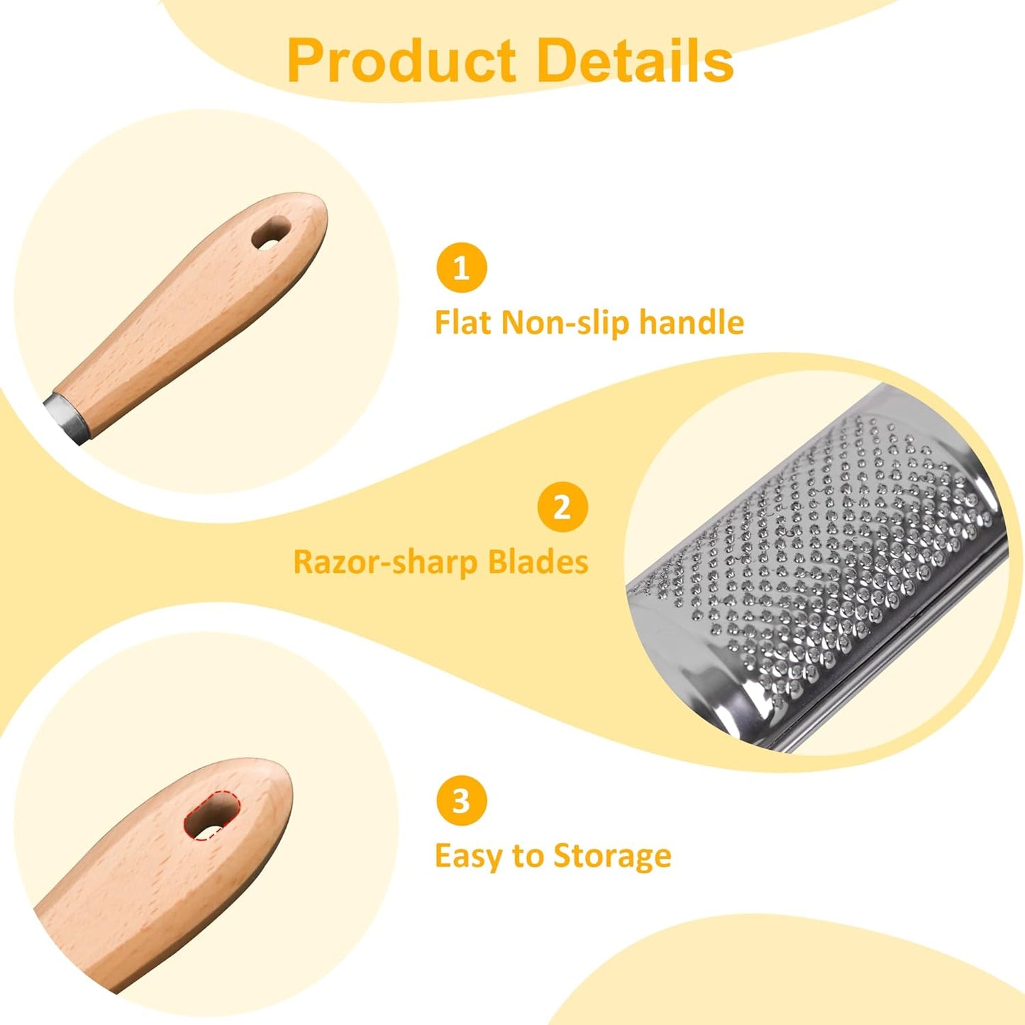 Handheld Cheese Graters with Cleaning Brush Stainless Steel Vegetable Grater with Wood Handle Multifunctional Kitchen Food Shredder for Chocolate Butter Nuts Ginger (Wooden Handle) By beardo decor