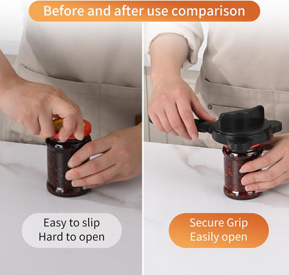 4-in-1 Jar Opener for Seniors with Arthritis – Adjustable Stainless Steel Lid Remover & Can Opener for Weak Hands, Fits All Jar Sizes & Bottle Caps, Makes Opening Easy – Kitchen Must-Have