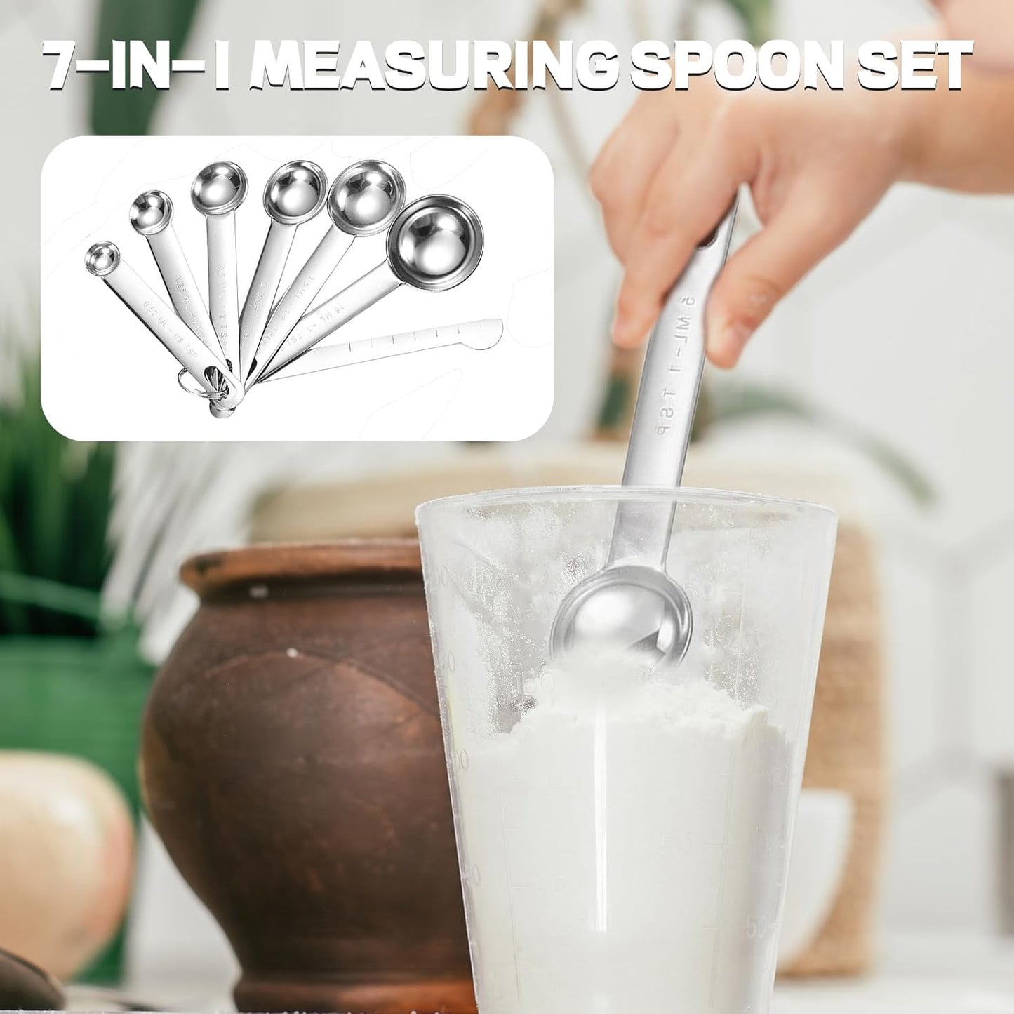 Tablespoon Measuring Spoons Set,7 PCS Metal Measuring Spoons,Stainless Steel Measuring Spoons for Cooking Bakeing