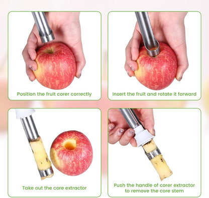 Red Apple Corer and Peeler, Multi Functional Apple Corer for Bell Peppers Pears,Stainless Steel 2-In-1 Household Kitchenware, Plastic-Handle,Fruit and Vegetable Peeling Tool,Christmas Halloween Gifts