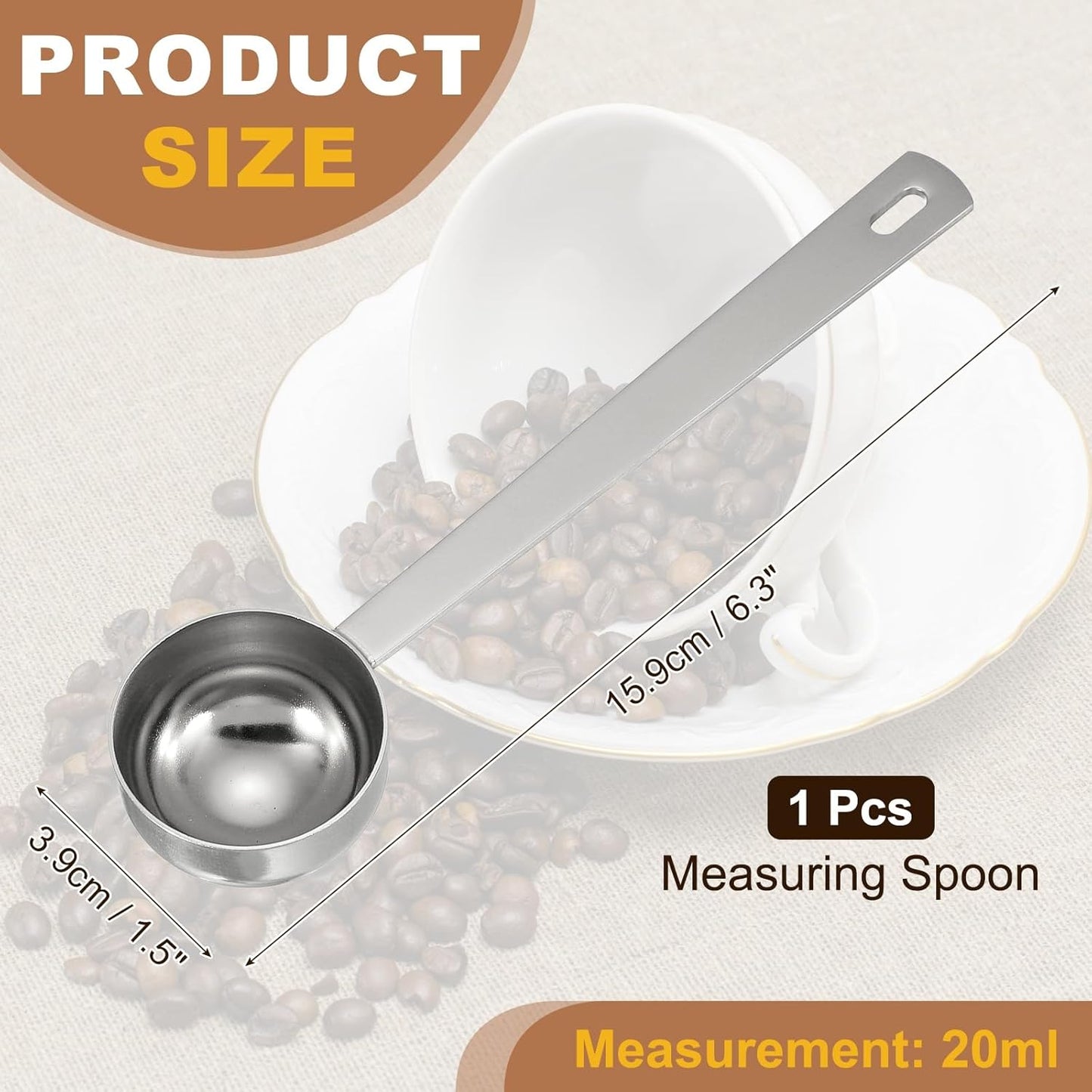 uxcell Measuring Spoon, 15ml Long Handle Table Scoop Teaspoon Coffee Scoop Spoon for Ground Coffee Tea Sugar Cooking Baking, Black