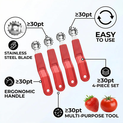 4pc Strawberry Huller, Tomato Corer Tool and Fruit Stem Remover for Kitchen Use