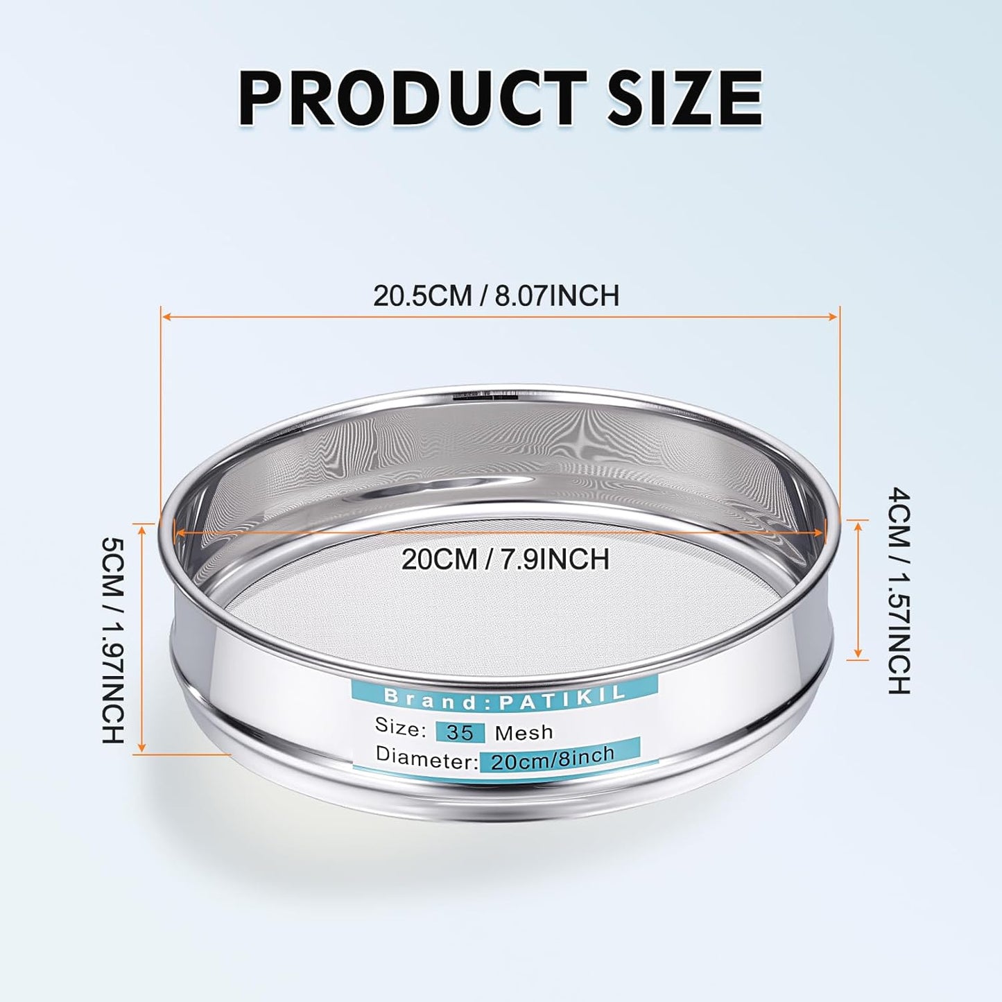 PATIKIL 325 Mesh(0.045mm) Lab Sieve, 3.9"(10cm) Diameter Sifting Screen 304 Stainless Steel Wire Cloth Fine Mesh Sieve for Industrial Laboratory Home Soil Sifter Dry Sift Screens Hash - Colors B