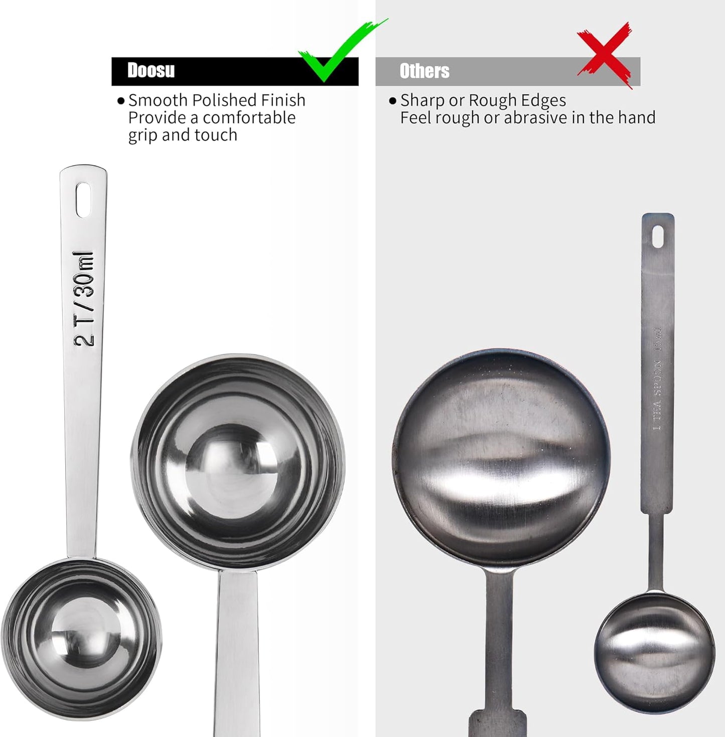 18/8 Stainless Steel Coffee Scoop, Doosu Food-Grade Metal Measuring Spoon with 6.9in Long Handle, Tablespoon Scooper for Coffee Beans, Ground Coffee, Espresso, Protein Powders, Tea, Sugar (1 Tbsp)